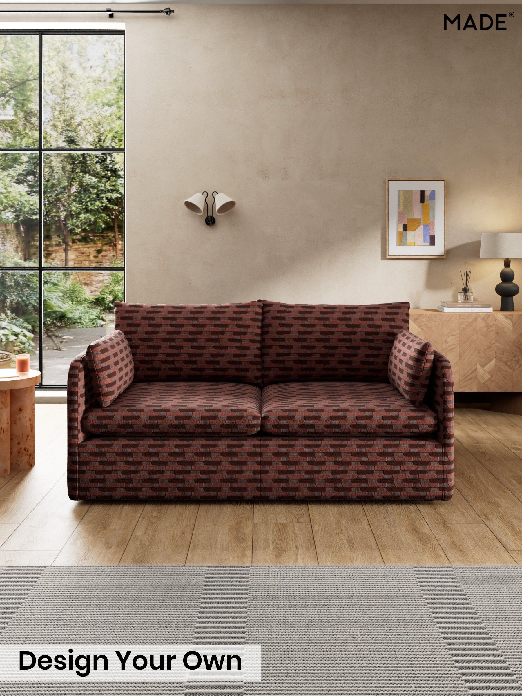 Balcony Woven Geo/Burgundy Red - Jackson By Made