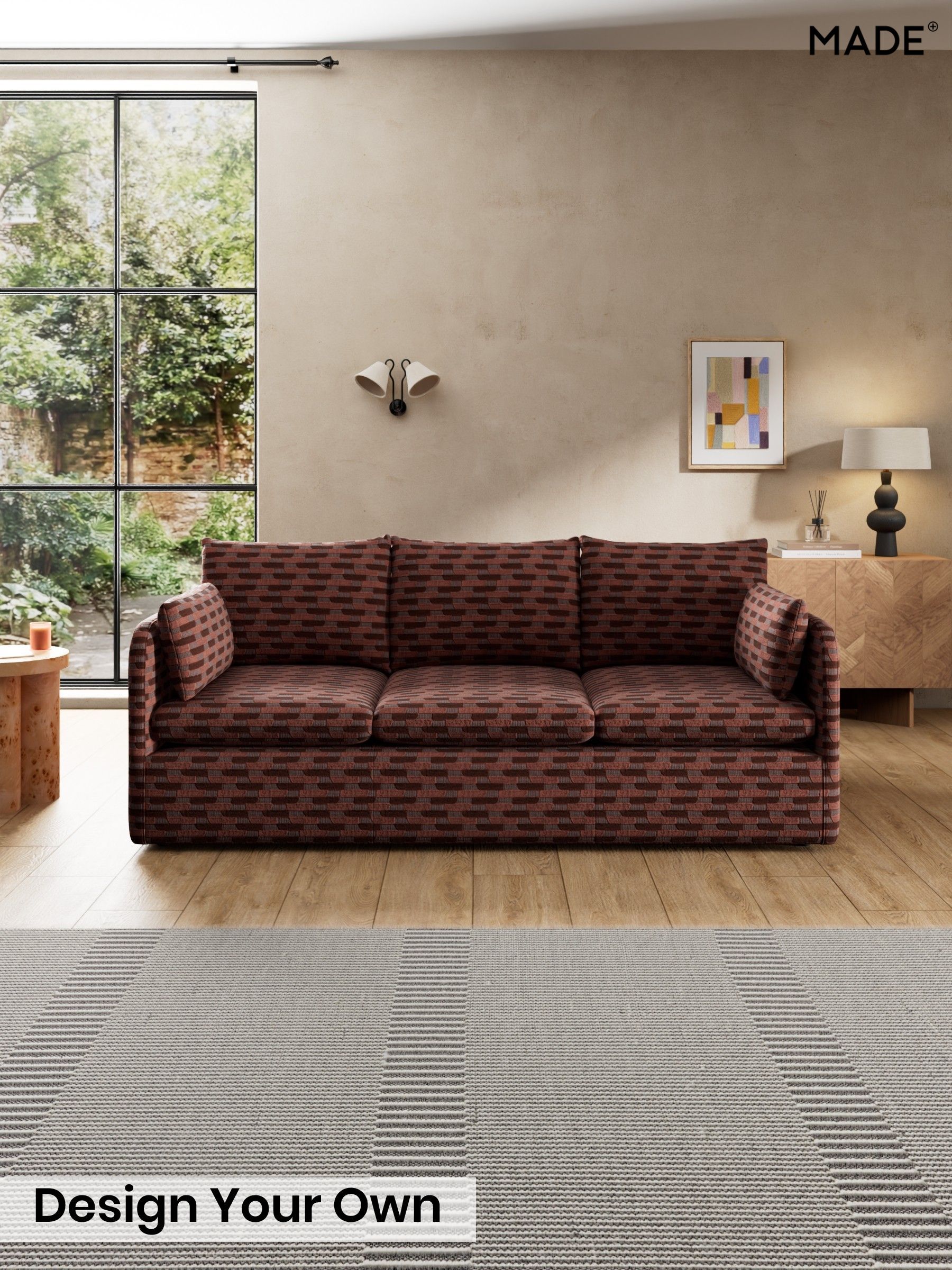 Balcony Woven Geo/Burgundy Red - Jackson By Made