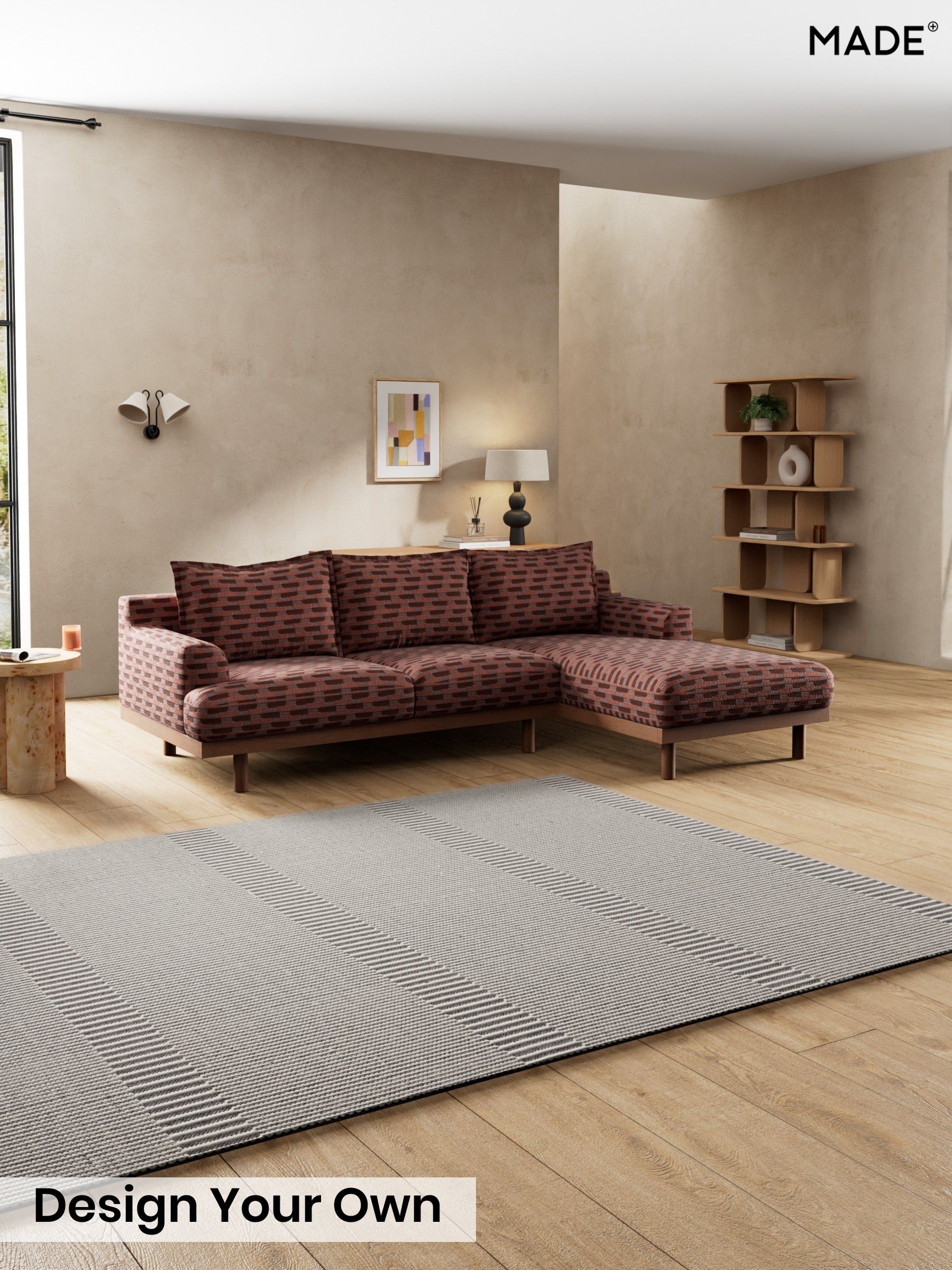 Balcony Woven Geo/Burgundy Red - Turin By Made