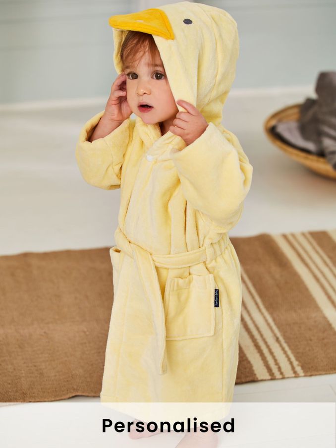 Yellow Personalised Duck Dressing Gown (N42164) | £33.50