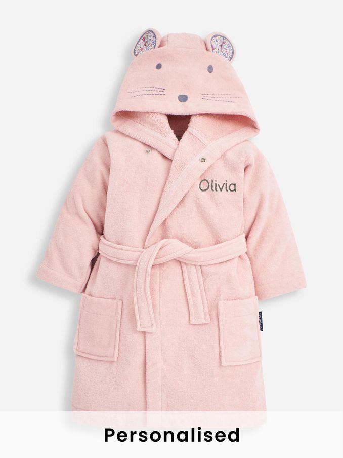 Personalised Mouse Dressing Gown in Pink (N42165) | £33.50