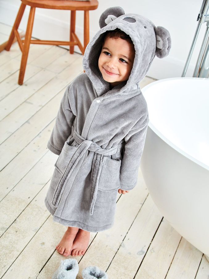 Personalised Koala Cotton Dressing Gown in Grey (N42166) | £33.50