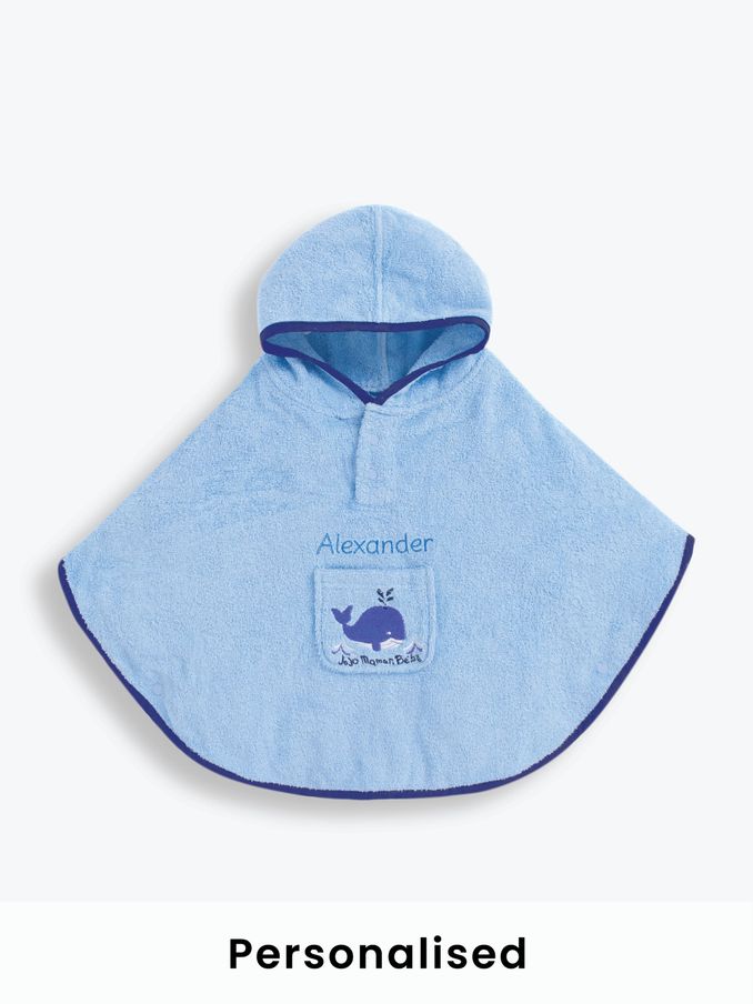 Blue Shark Personalised Whale Towelling Poncho (N42169) | £28