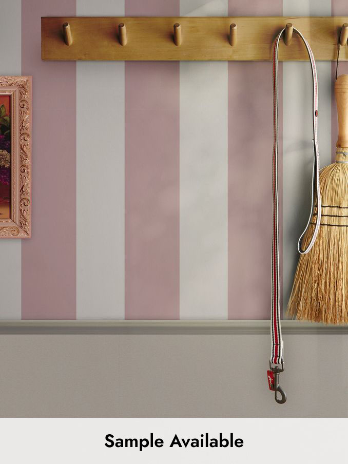 Pink Harborough Stripe 10M Wallpaper (N43565) | £48