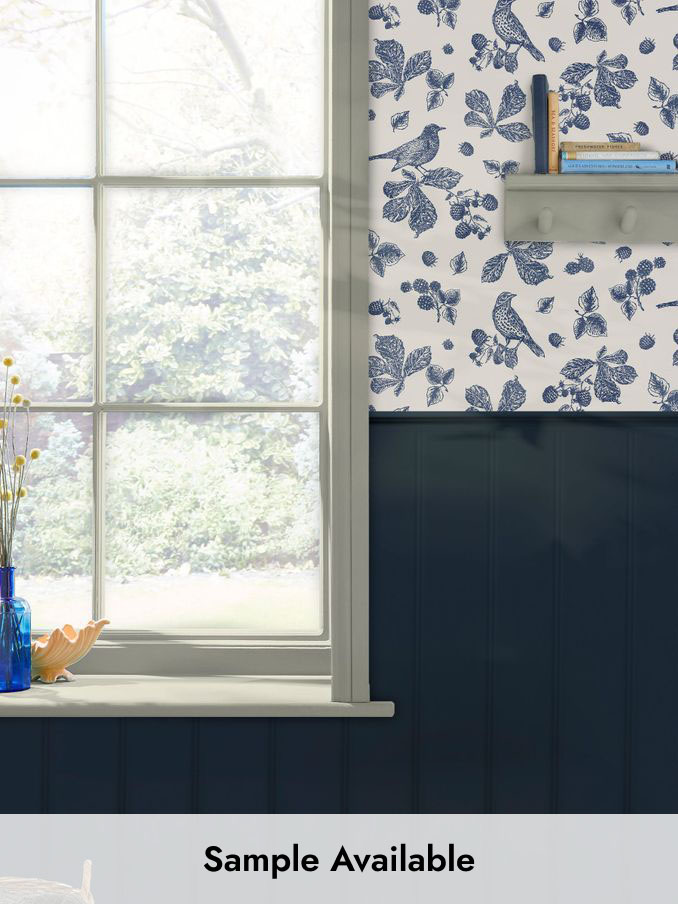 Cream Blackberry Bird 10M Wallpaper (N43584) | £48