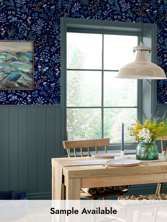 Navy Blue Holcombe Floral 10M Wallpaper (N43589) | £48