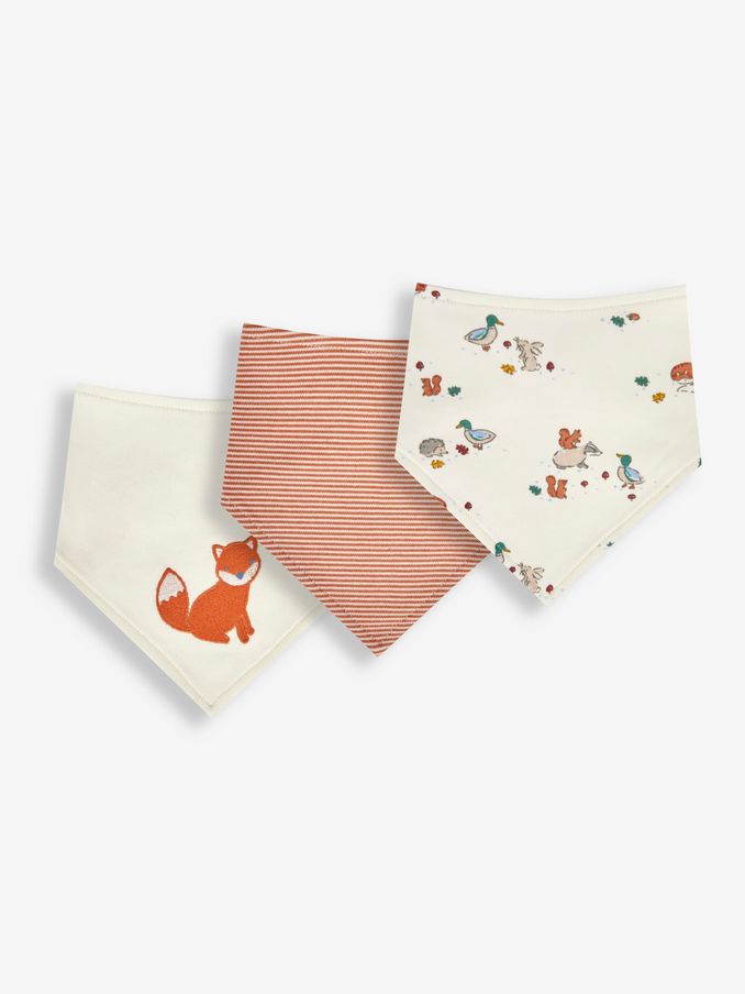 Woodland/Fox 3-Pack Cotton Baby Dribble Bibs (N43941) | £5