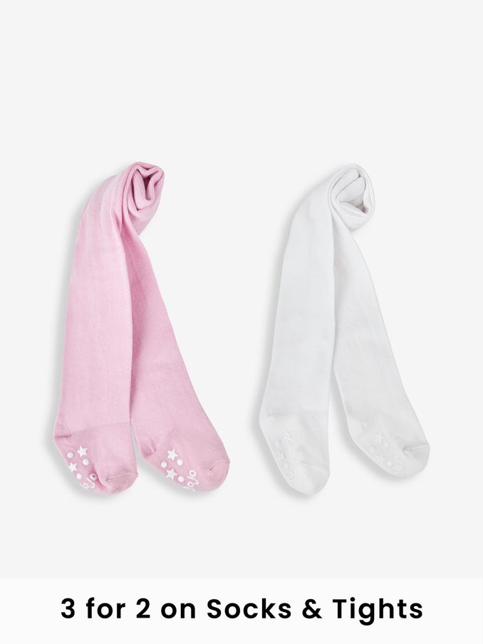 Pink 2-Pack Cotton Rich Tights (N43945) | £8