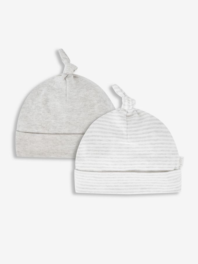 2-Pack Baby Hats in Grey (N43976) | £3