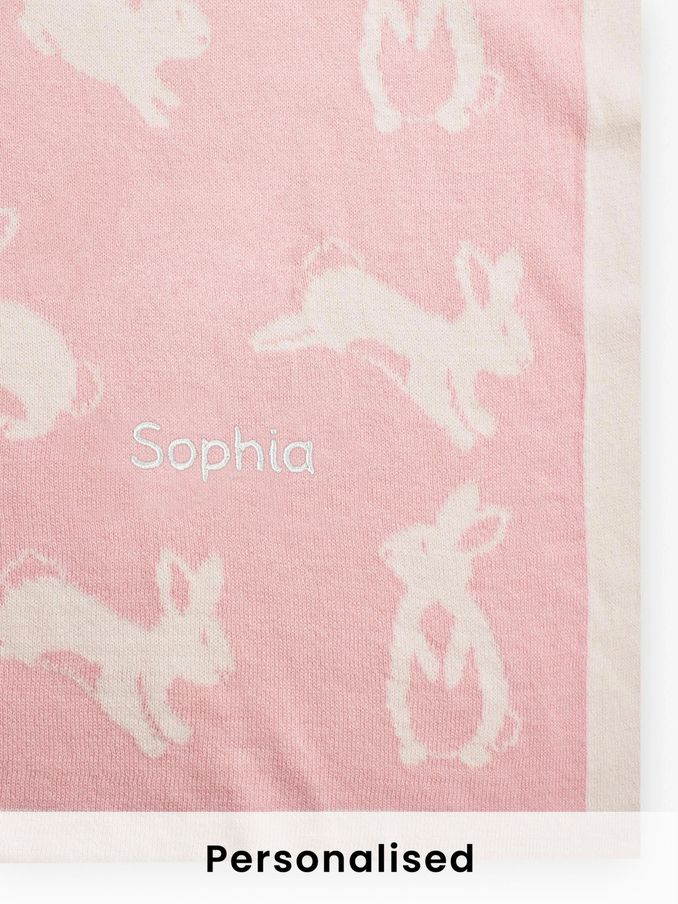 Personalised Bunny Jacquard Shawl (N44046) | £31