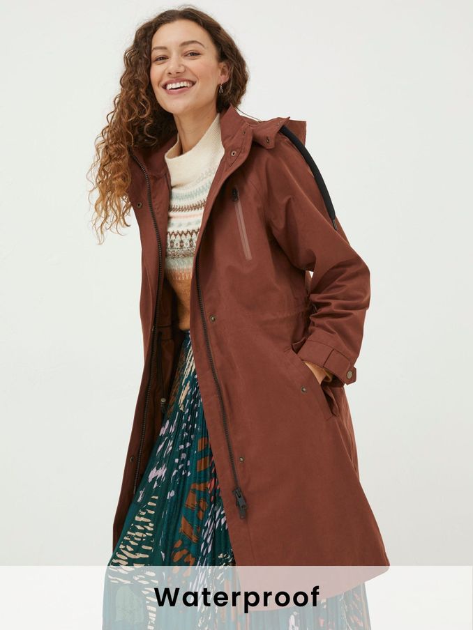 Brown Waterproof Longline Coat (N44512) | £70