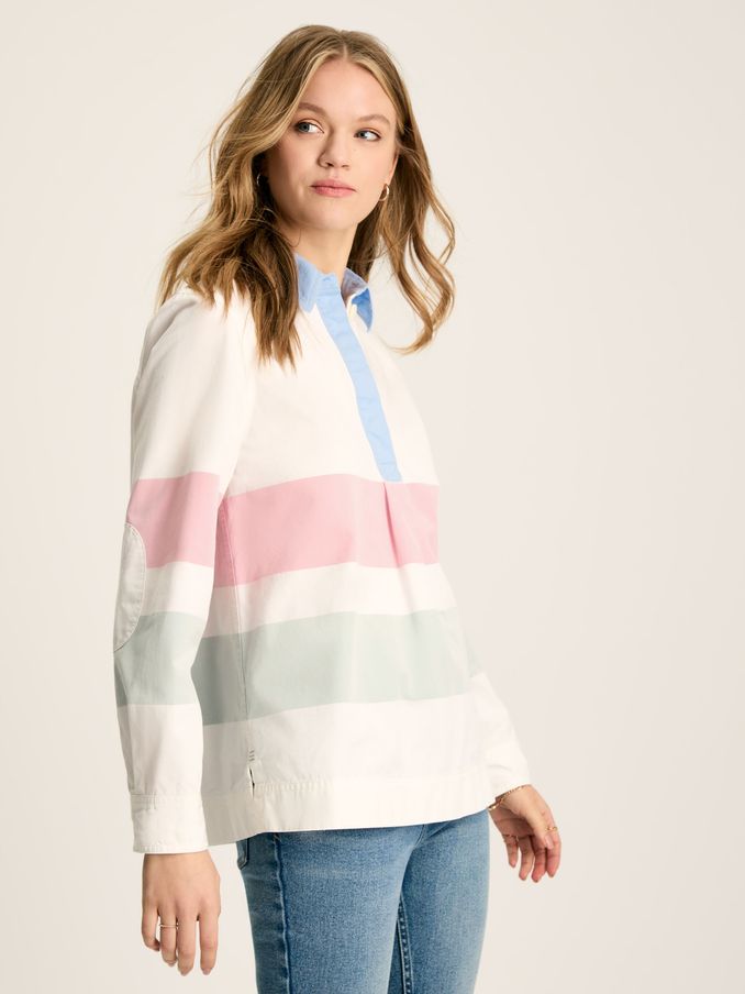 Brinley Chalk White Cotton Deck Shirt (N48835) | £31