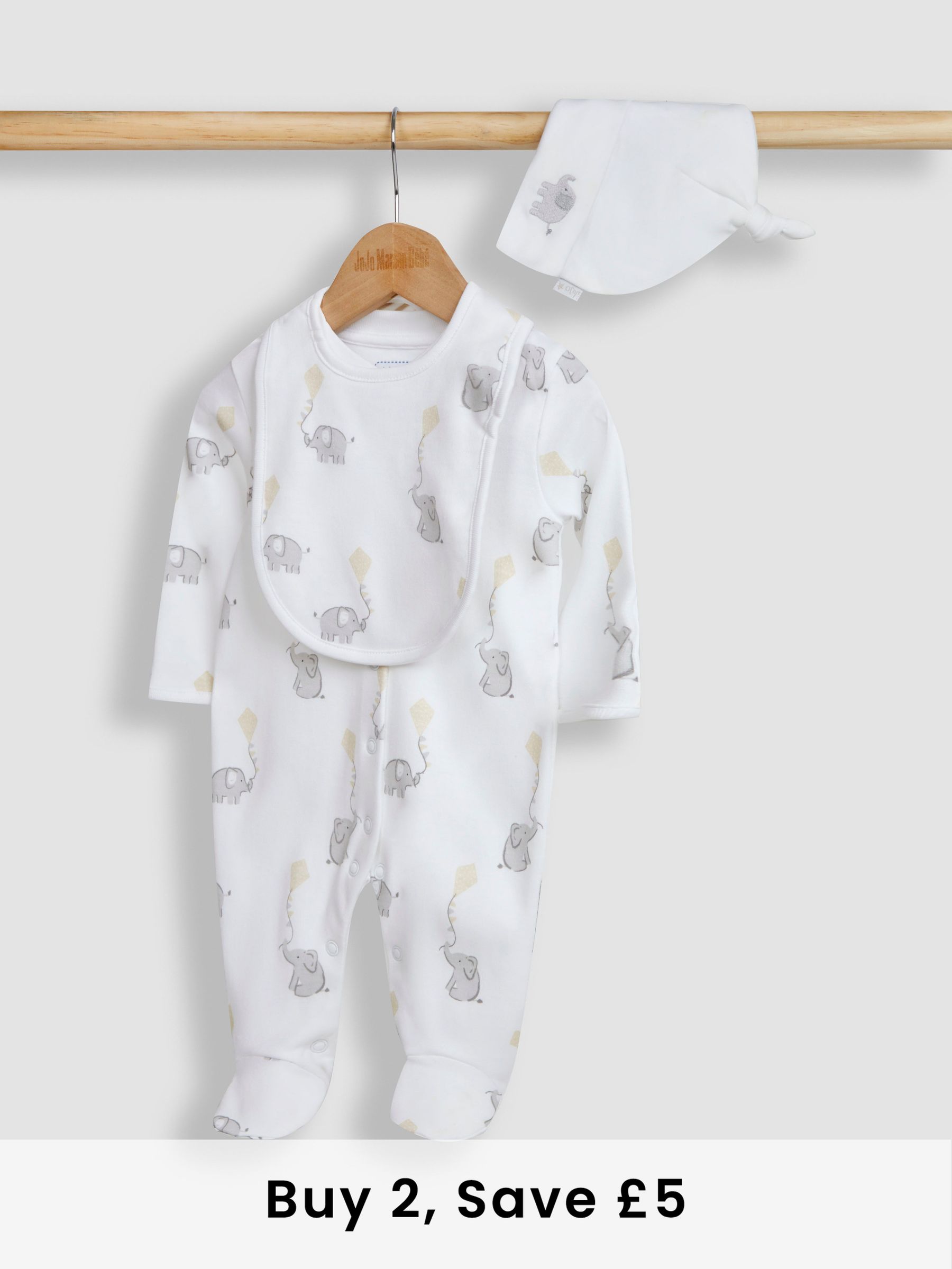 3-Pack Sleepsuit, Hat & Bib Set in White (N49429) | £29.50