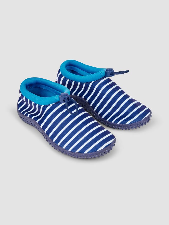 Navy Blue Stripe Print Beach and Swim Shoes (N49436) | £16
