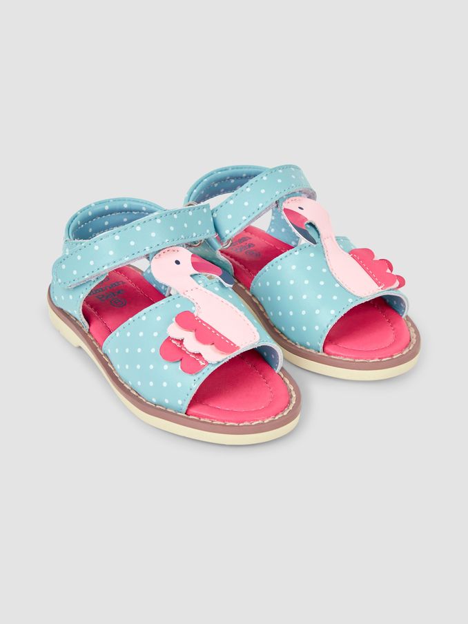 Raspberry Pink Flamingo Appliqué Sandals (N49459) | £13