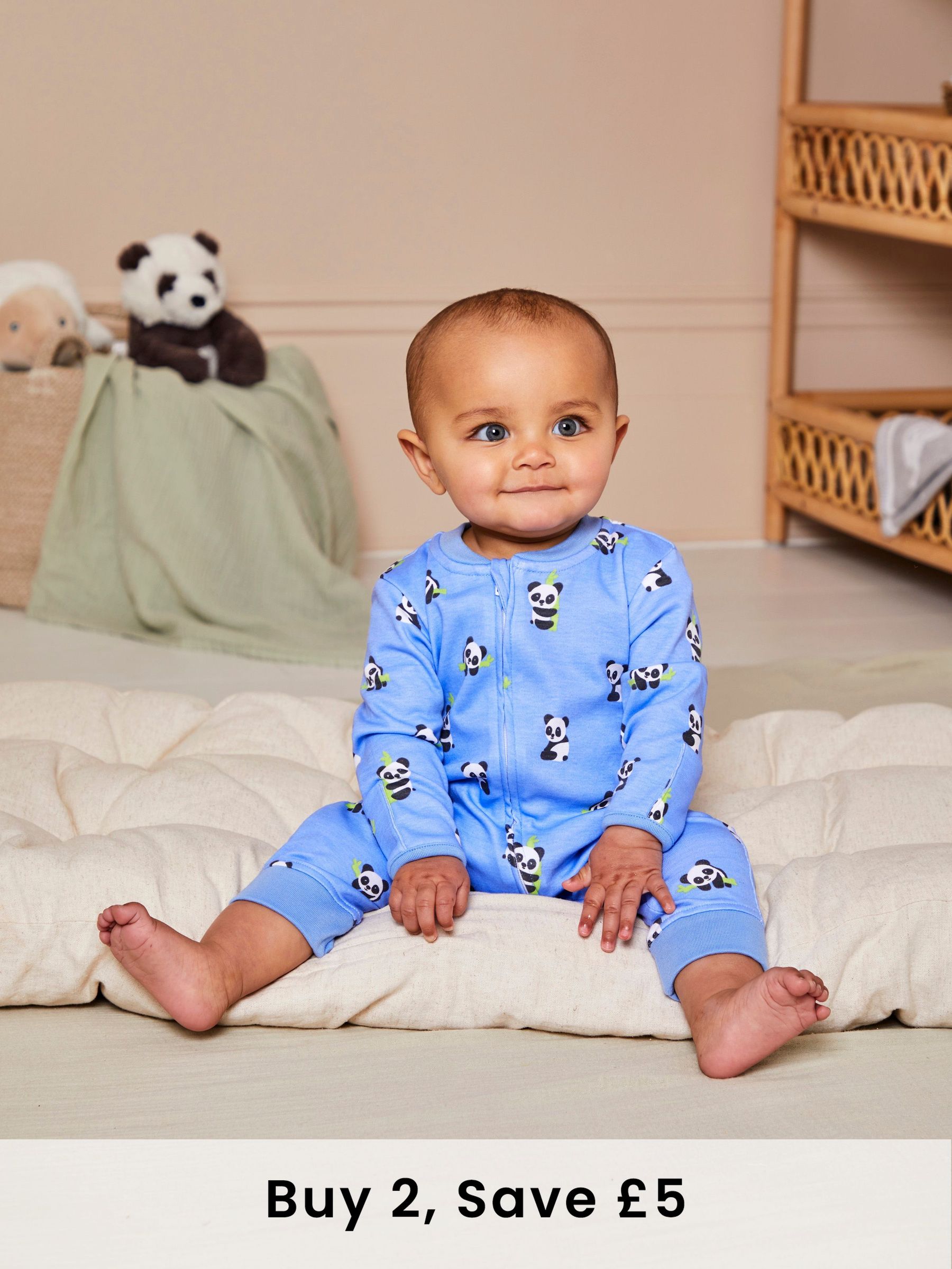 Print Zip Sleepsuit in Blue (N49464) | £16