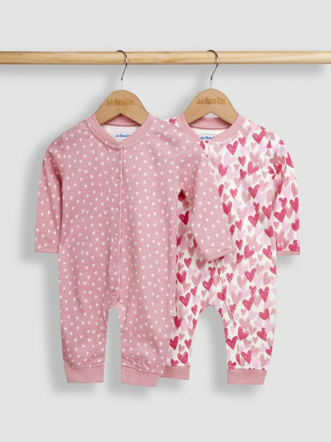 Pink Heart 2-Pack Footless Sleepsuits (N49471) | £12