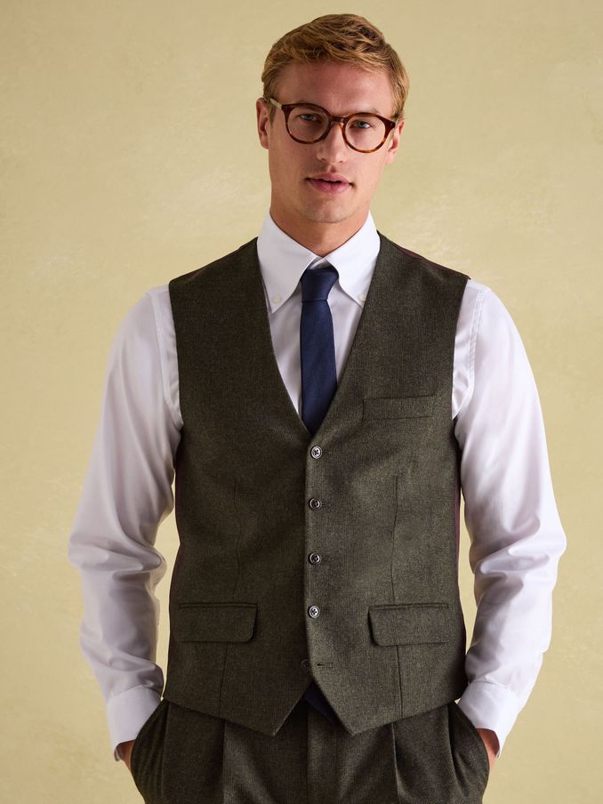 Green Slim Fit Texture Suit Waistcoat (N55166) | £85