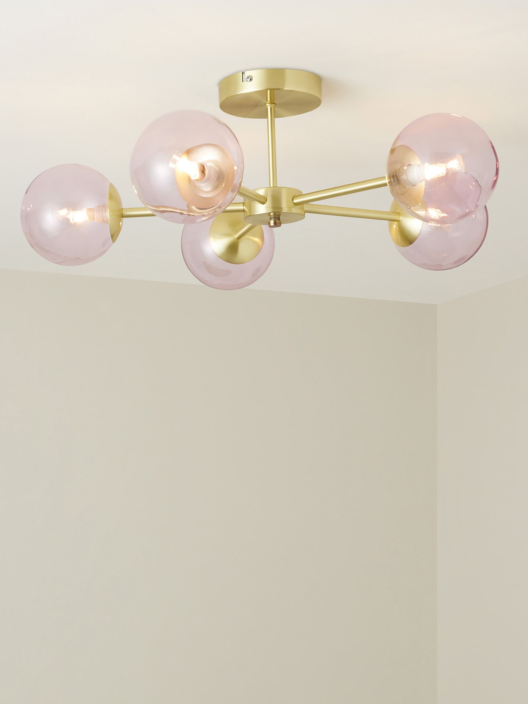 Globe 5 Light Flush Ceiling Light in Pink (N55307) | £139