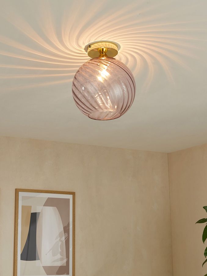 Ilaria Flush Ceiling Light in Pink (N55317) | £79