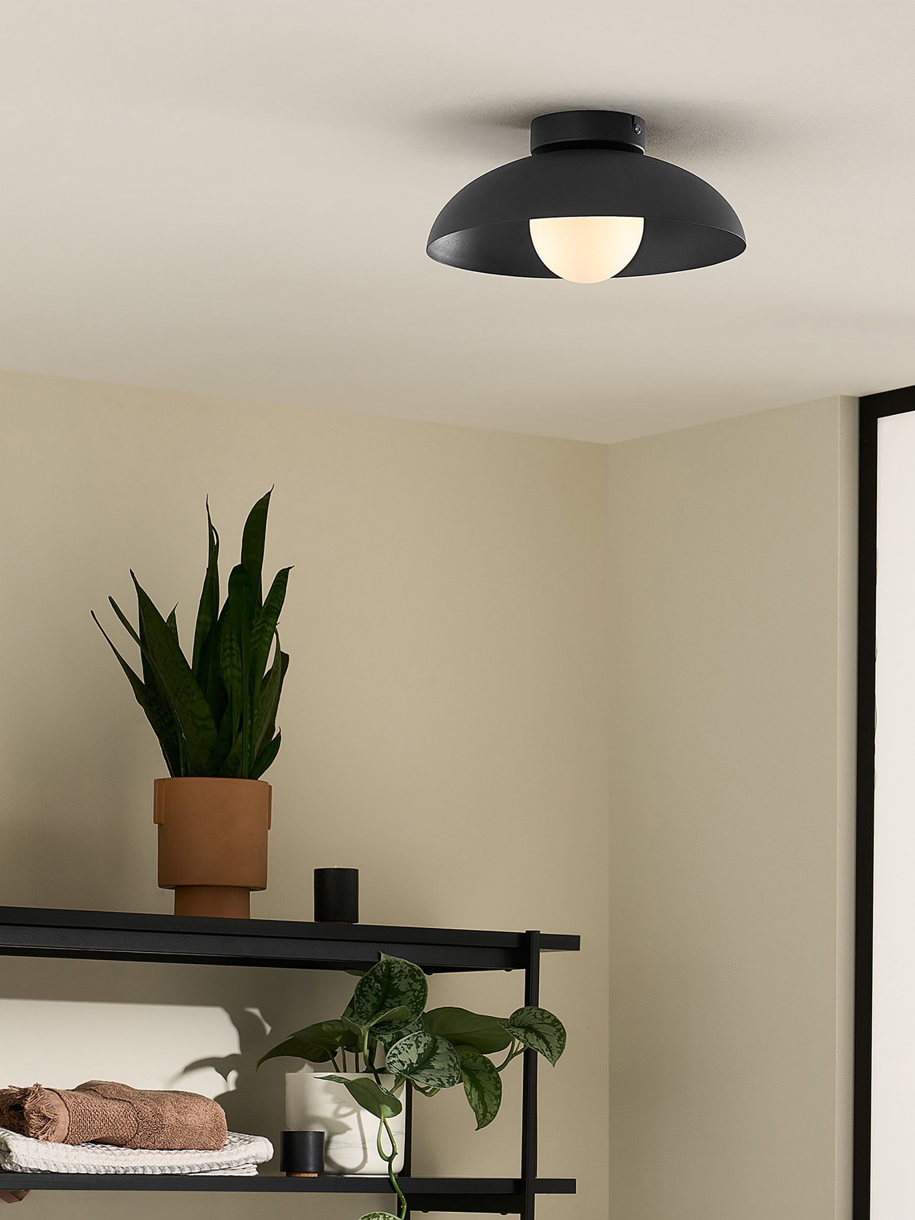 Malta Bathroom Flush Ceiling Light in Black (N55333) | £69