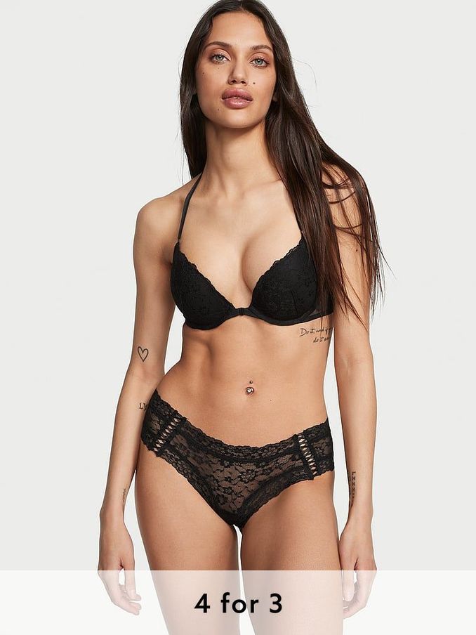 Black Double Side Lace Up Cheeky Knickers (N55725) | £9