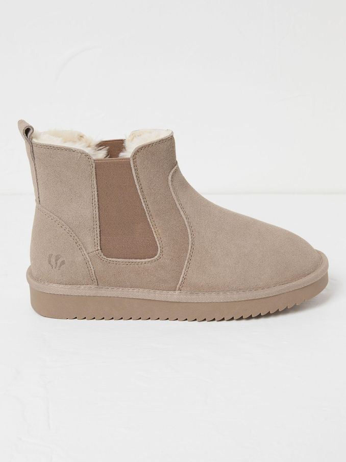 Mabel Natural Suede Slipper Boots (N56879) | £20