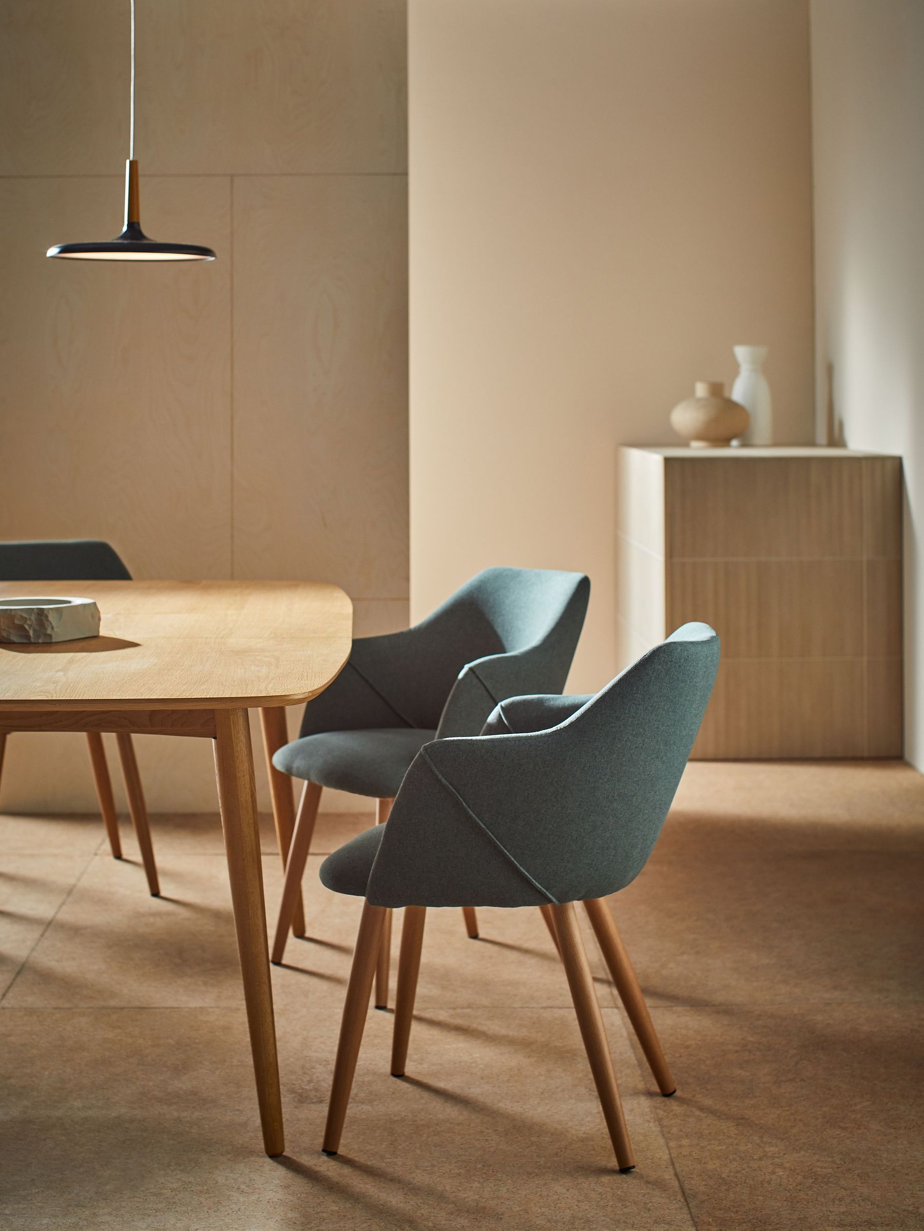 Set of 2 Lule Arm Dining Chairs in Velvet in Bay Green and Oak Legs (N57792) | £329