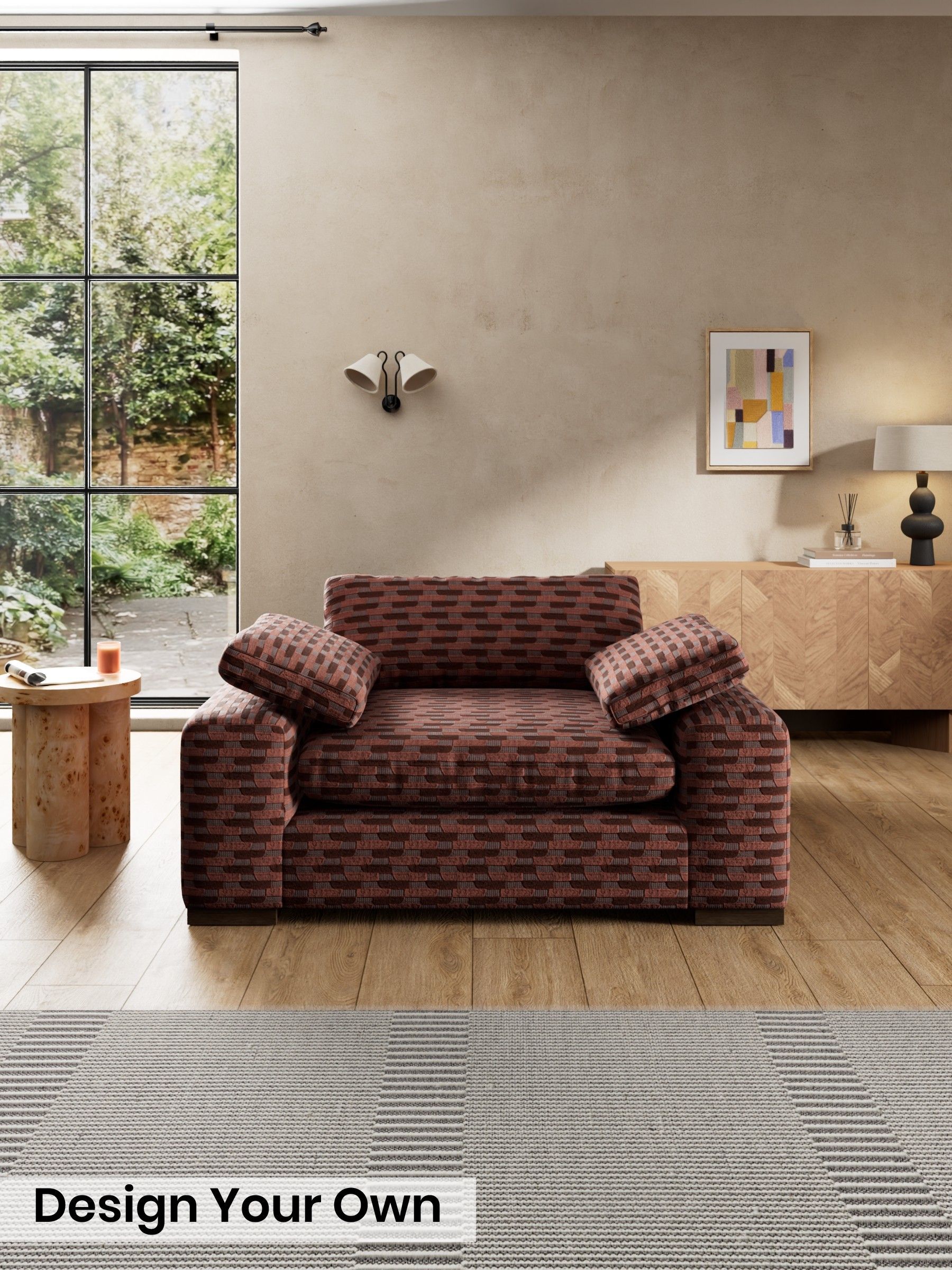 Balcony Woven Geo/Burgundy Red - Melbourne By Made