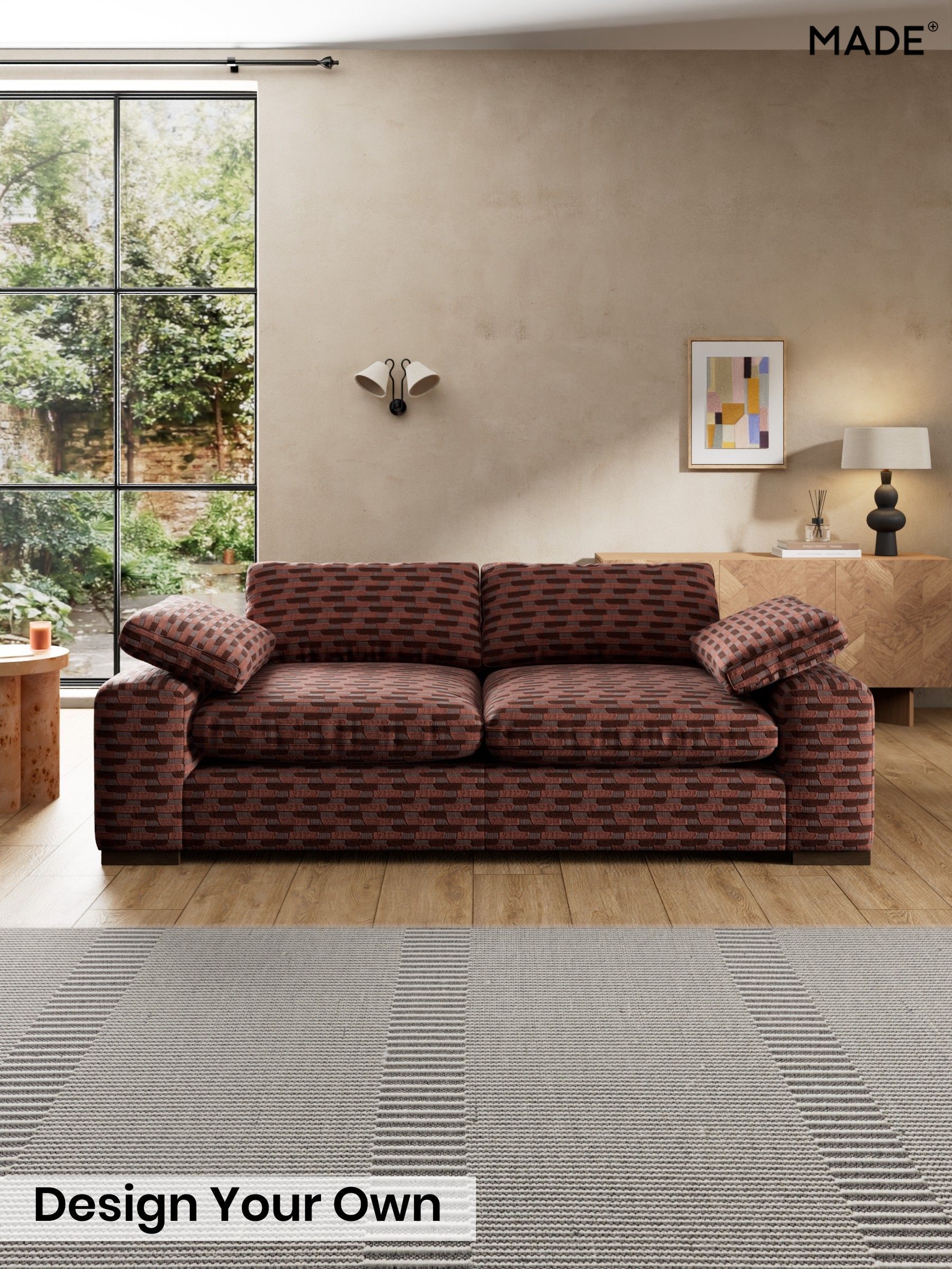 Balcony Woven Geo/Burgundy Red - Melbourne By Made
