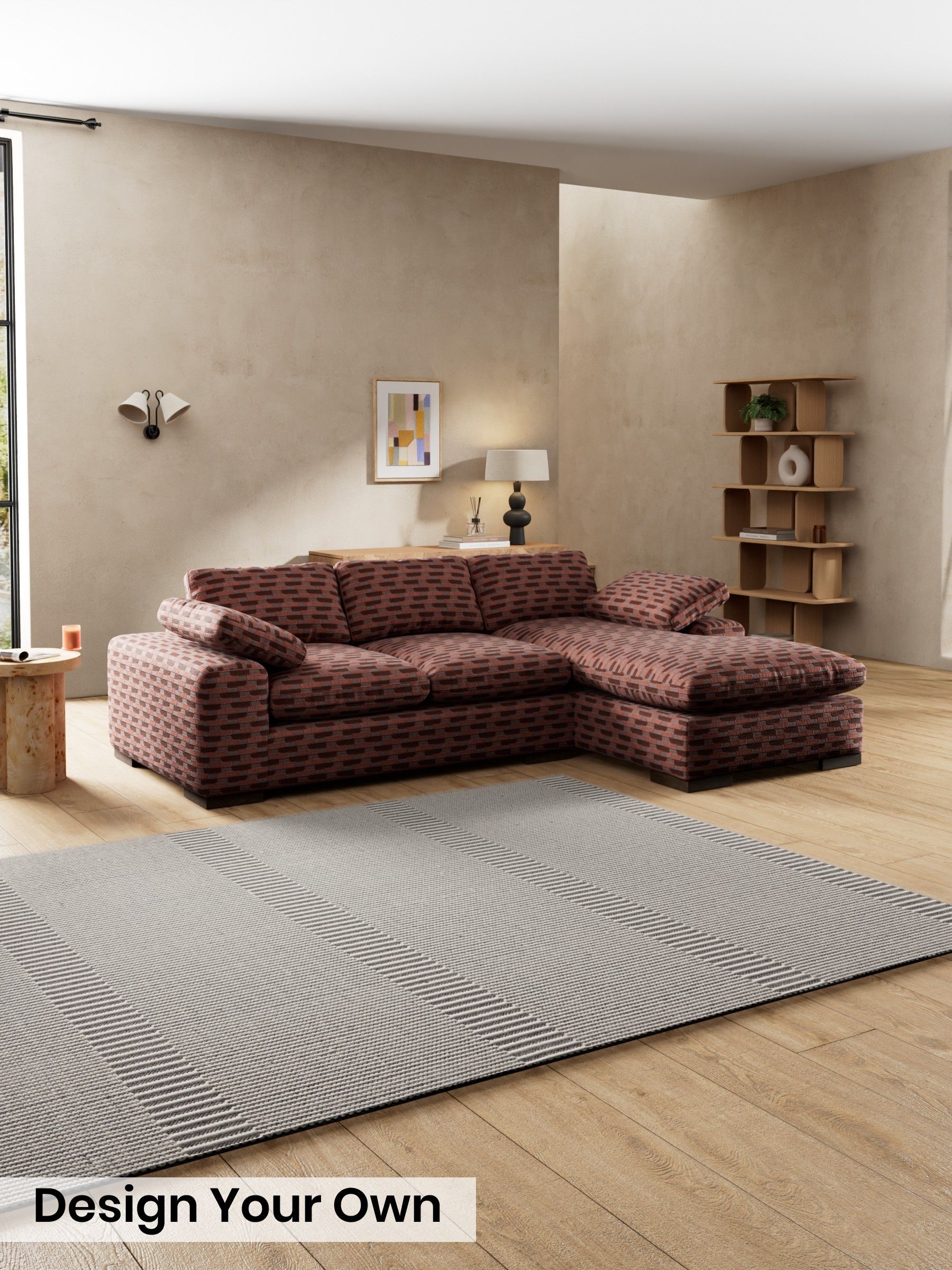 Balcony Woven Geo/Burgundy Red - Melbourne By Made