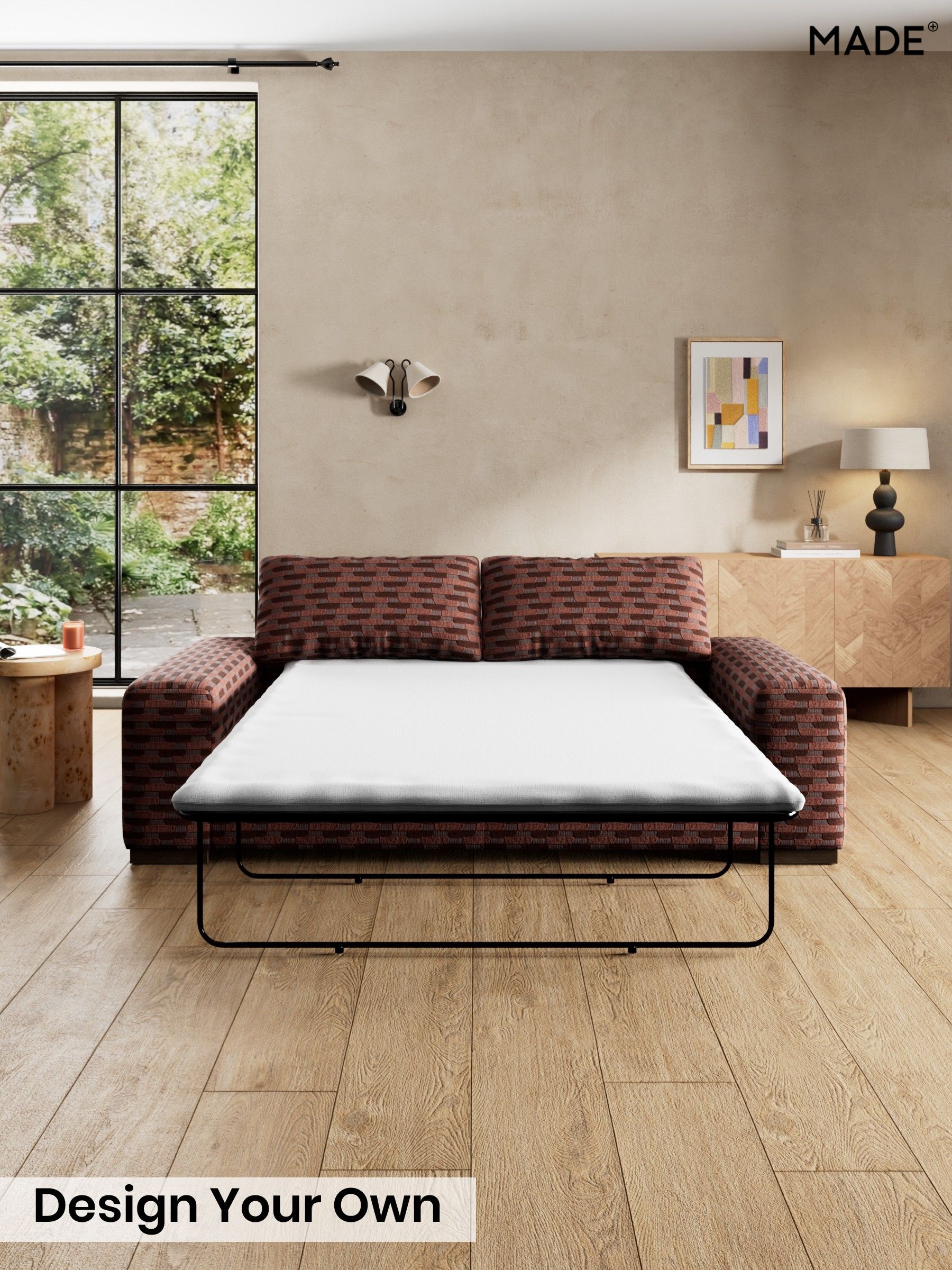 Balcony Woven Geo/Burgundy Red - Melbourne By Made
