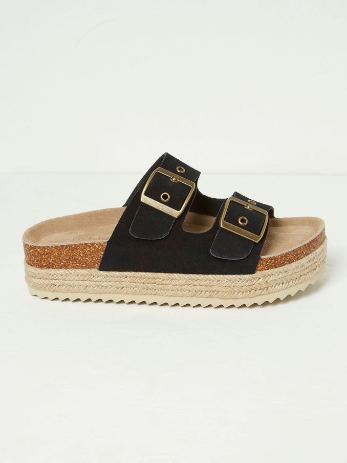 Meldon Black Flatform Sandals (N68923) | £22