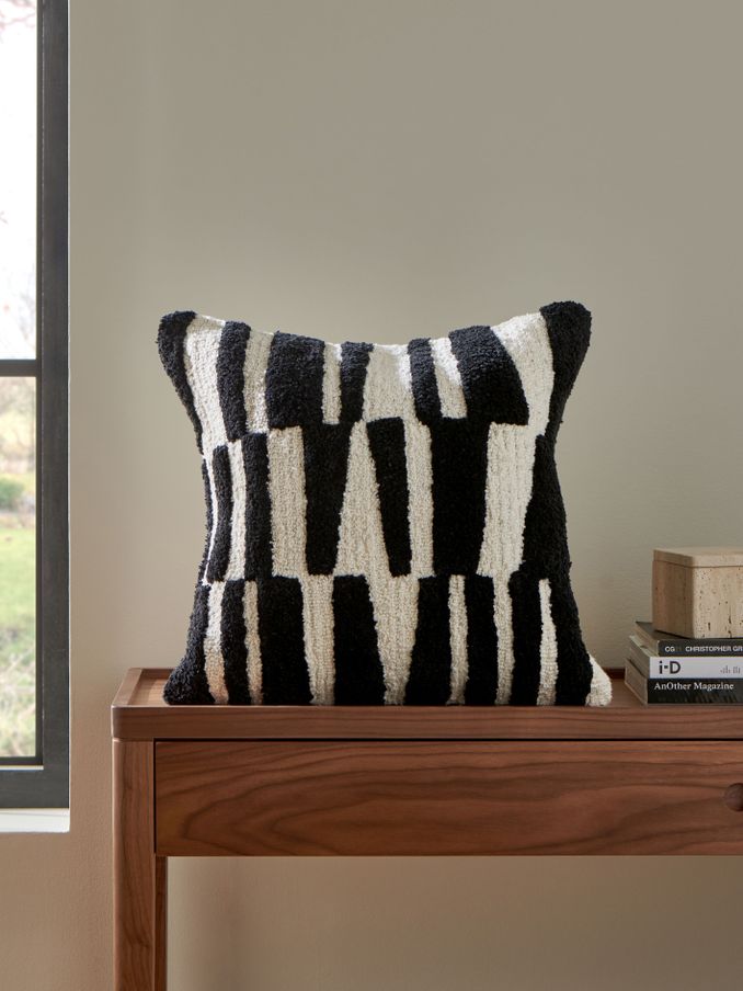 Jasper Conran London Black/White Papercut Tufted Cushion (N69583) | £28