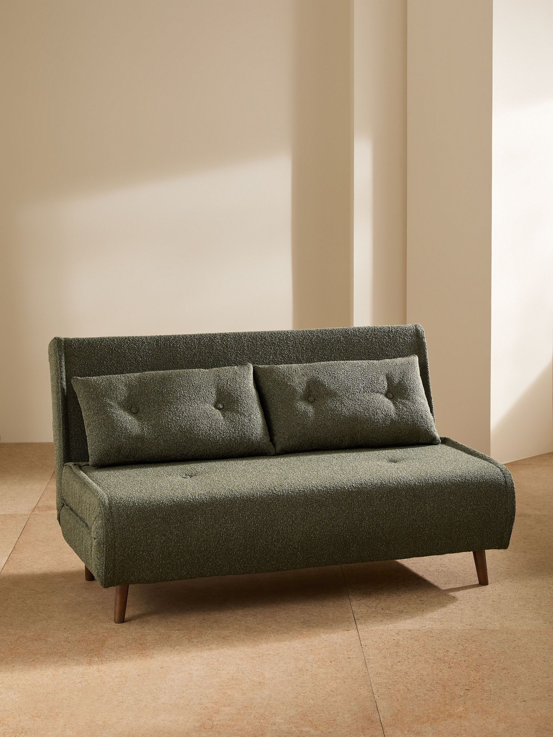 Regular Haru 2 Seater Sofa Bed in Forrest Green Pax Boucle (N70630) | £475