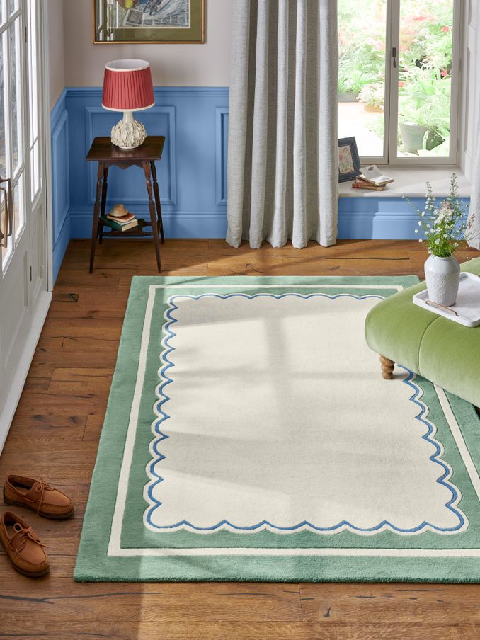Green Chalfield Scallop Wool Tufted Rug (N70995) | £160 - £385