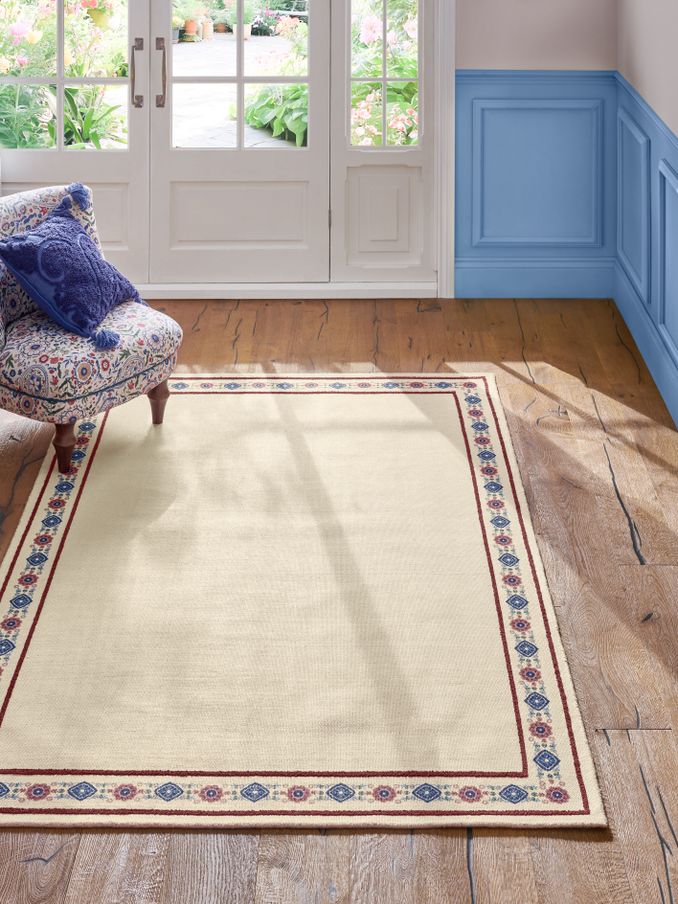 Natural Blenheim Cotton Border Rug (N71015) | £110 - £285