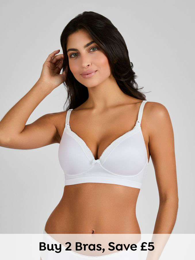 White Emma-Jane Lace Trim Nursing T-Shirt Bra (N72396) | £25