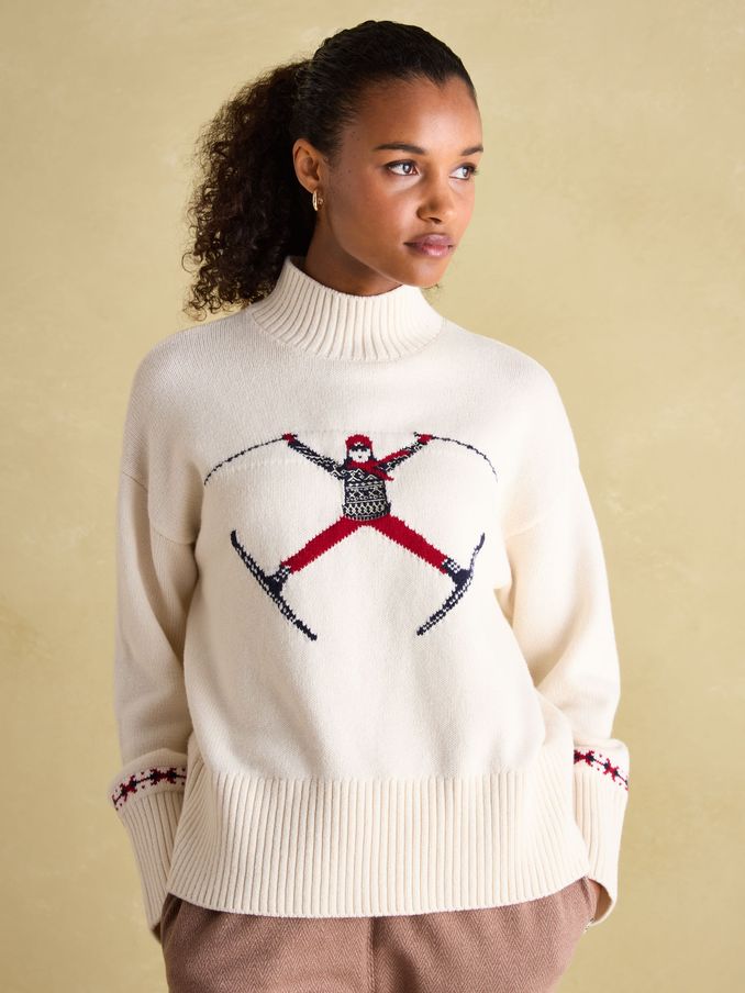Abigail Cream High Neck Intarsia Ski Jumper (N72743) | £69.95