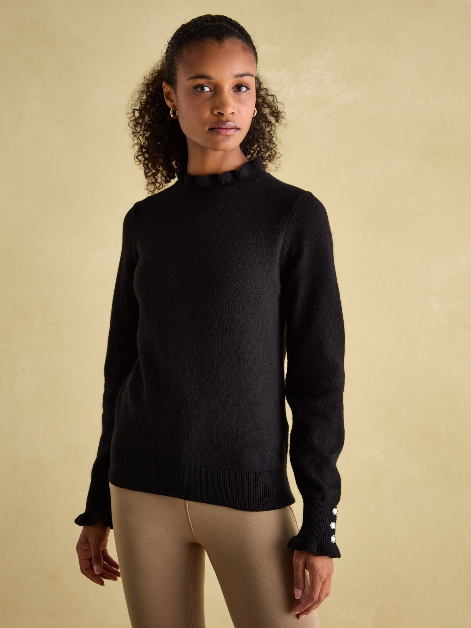 Edith Black Frill Neck Jumper (N72796) | £54.95