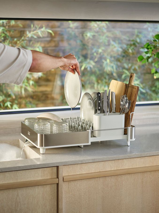 Joseph Joseph Light Stone Expandable Dish Rack With Draining Spout (N73324) | £90