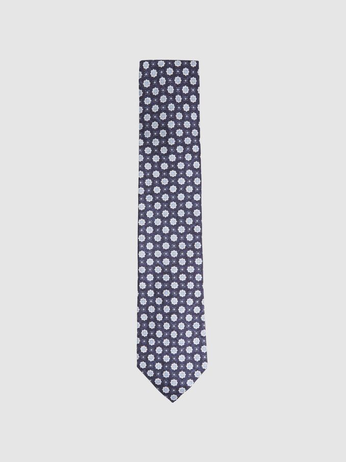 Silk Floral Print Tie in Eclipse Blue (N74317) | £18