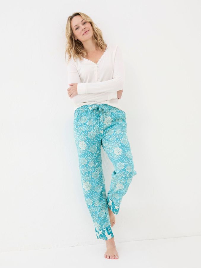 Eva Blue Spaced Floral Trousers (N78331) | £15