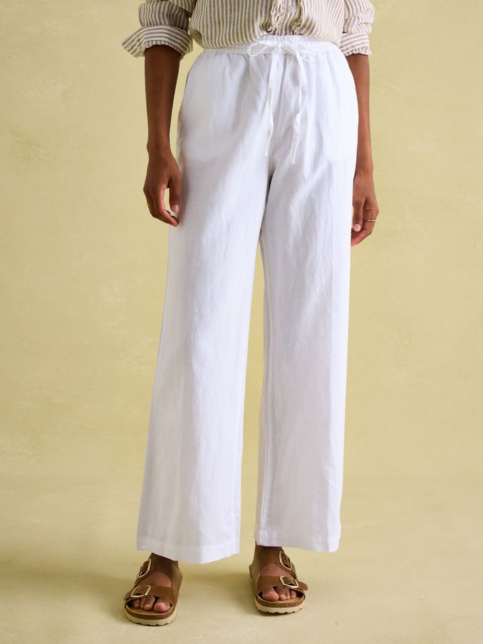 Linen Blend White Trousers (N78821) | £40
