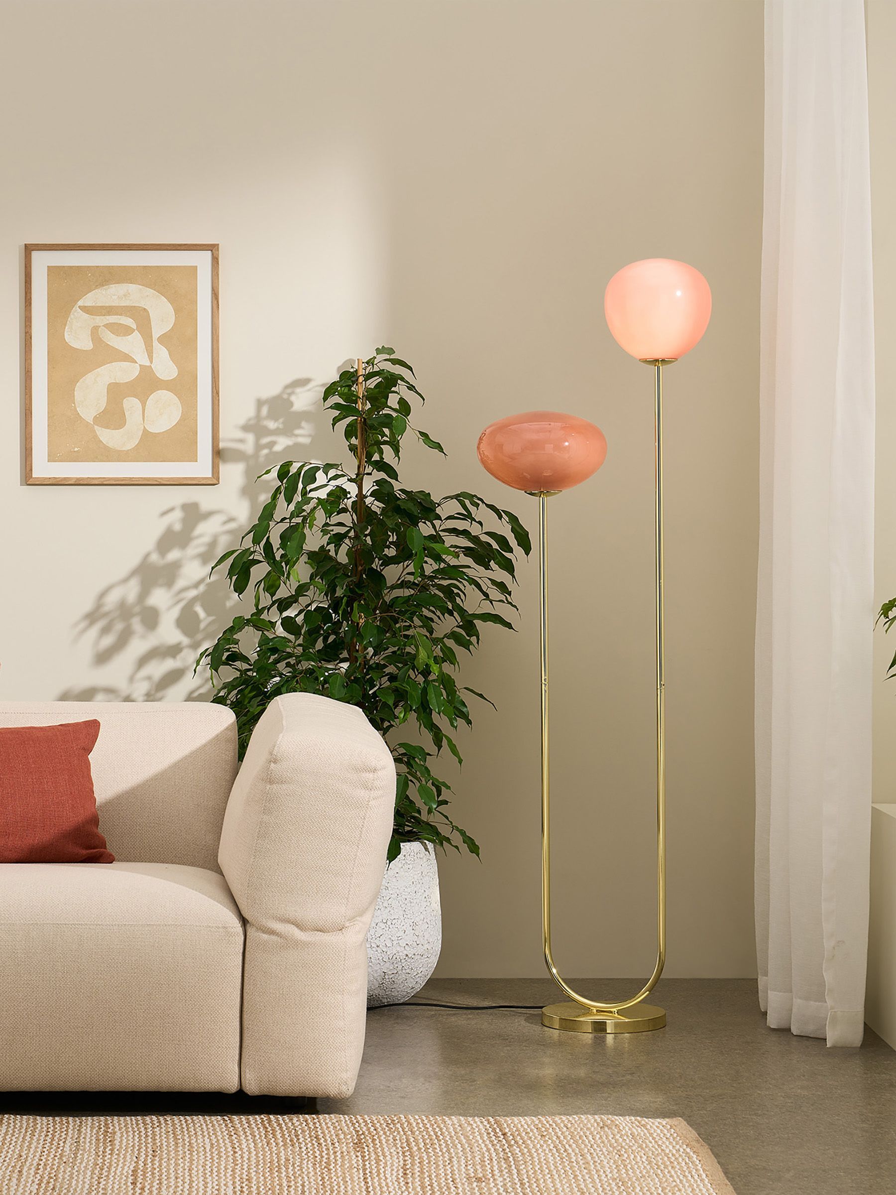 Adrianne Floor Lamp in Brass/Pink (N79517) | £299