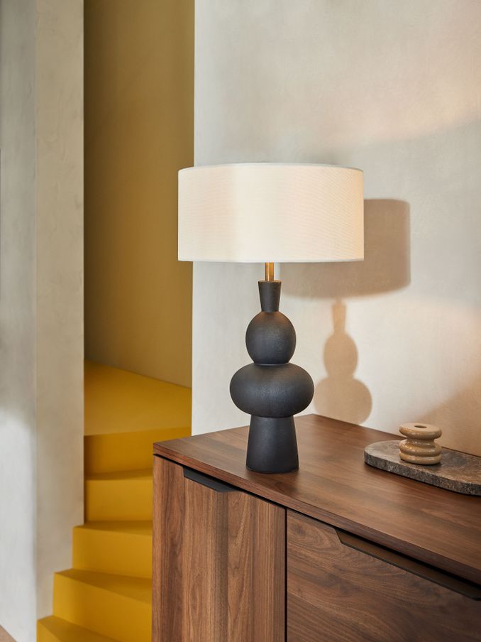 Freyja Ceramic Table Lamp in Black (N90457) | £79