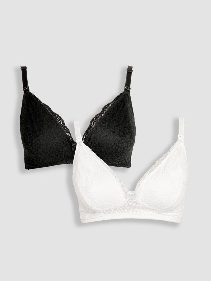 Black Maternity And Nursing Lace Bras 2 Pack (N94742) | £30