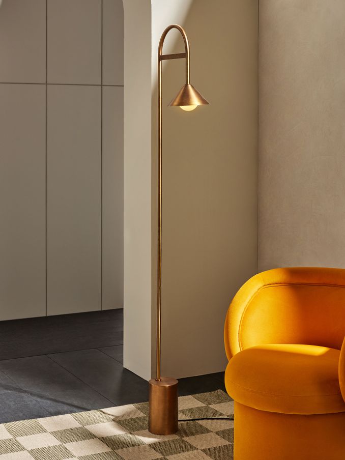 Rhett Floor Arch Lamp in Brass (N94745) | £149