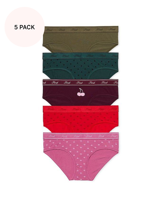 Green/Burgundy/Red/Pink Hipster Logo 5 Pack Knickers (N95012) | £27