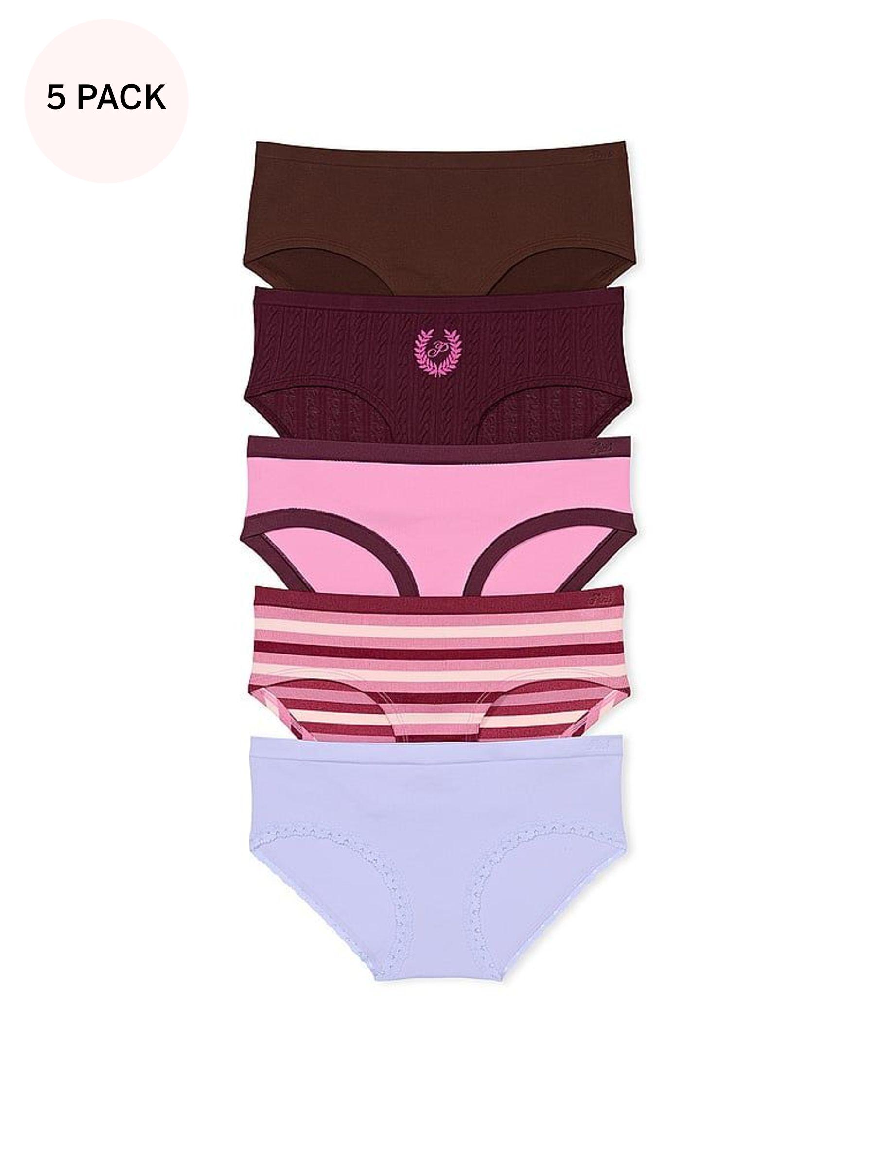 Brown/Burgundy/Pink/Stripe/Purple Hipster 5 Pack Knickers (N95024) | £27